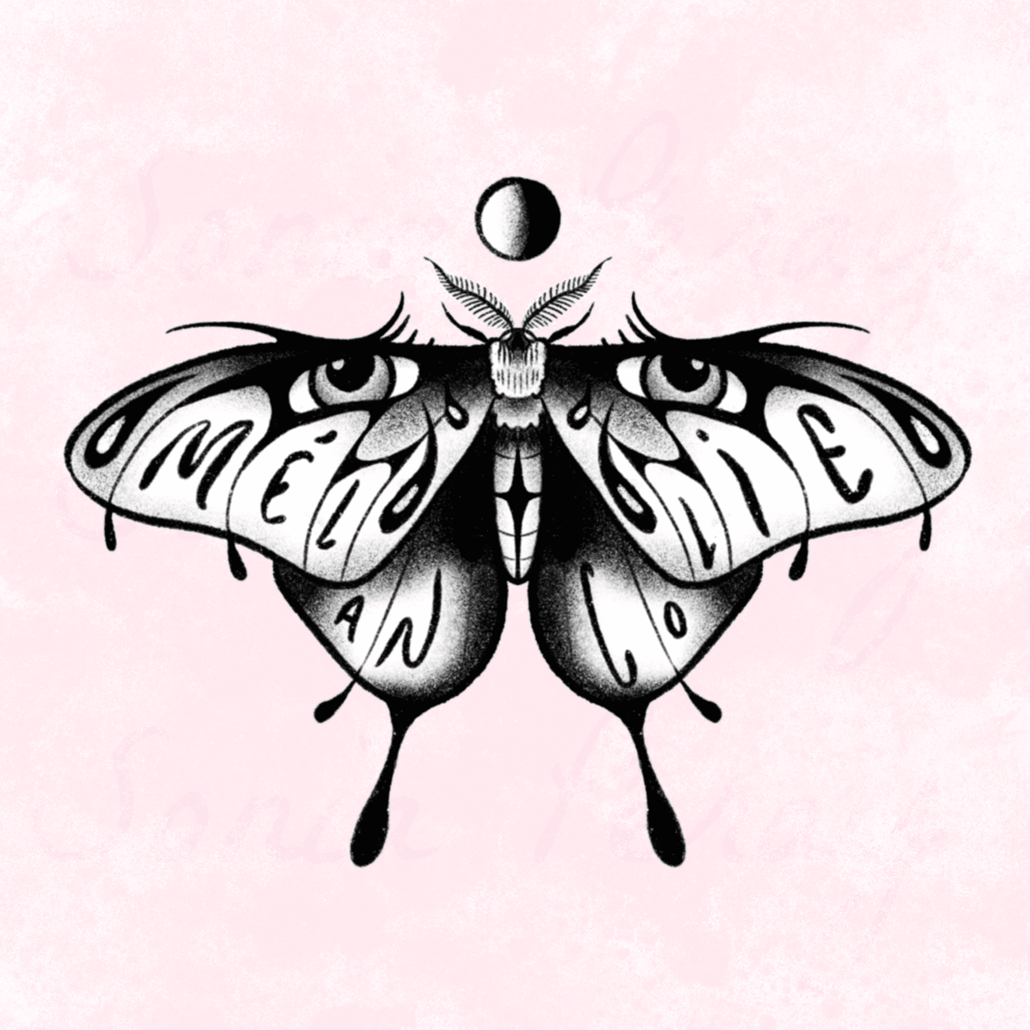 flash tattoo papillon avec inscrit dans ses ailes mélancolie